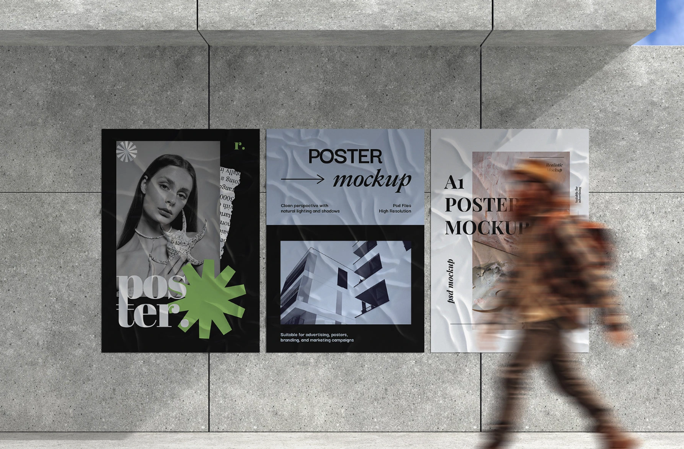 Glued Poster Mockup Urban Display