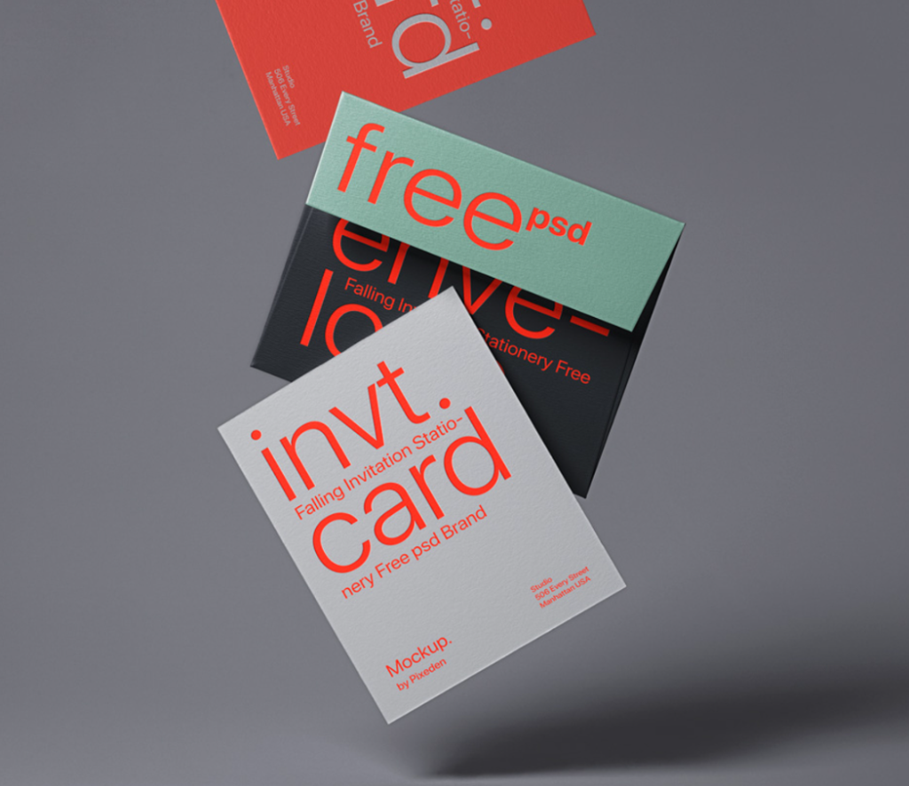 Gravity Invitation PSD Stationery Mockup