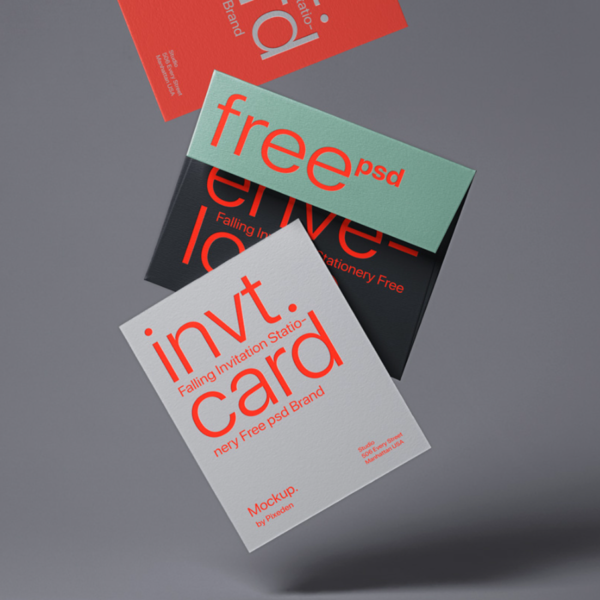 Gravity Invitation PSD Stationery Mockup