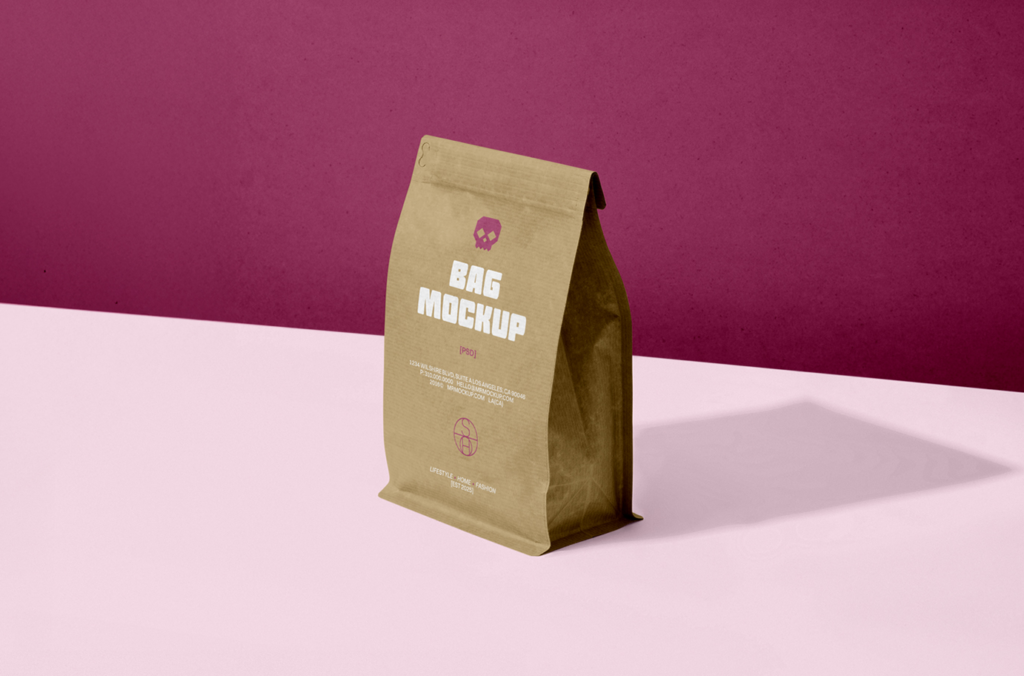 Kraft coffee Bag PSD Mockup Designs Professional Packaging