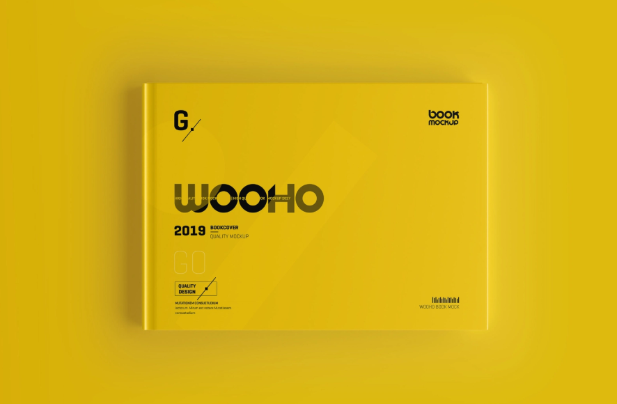 Landscape Book Mockup Hardcover PSD