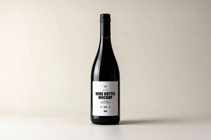 Minimal Wine Bottle Mockup Label Presentation