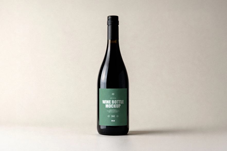 Minimal Wine Bottle Mockup Label Presentation