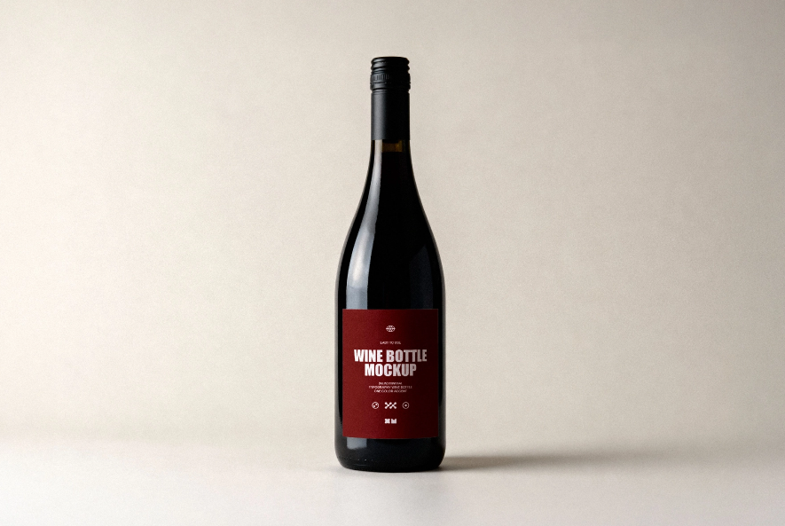 Minimal Wine Bottle Mockup Label Presentation