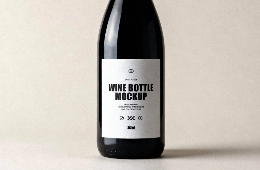 Minimal Wine Bottle Mockup Label Presentation