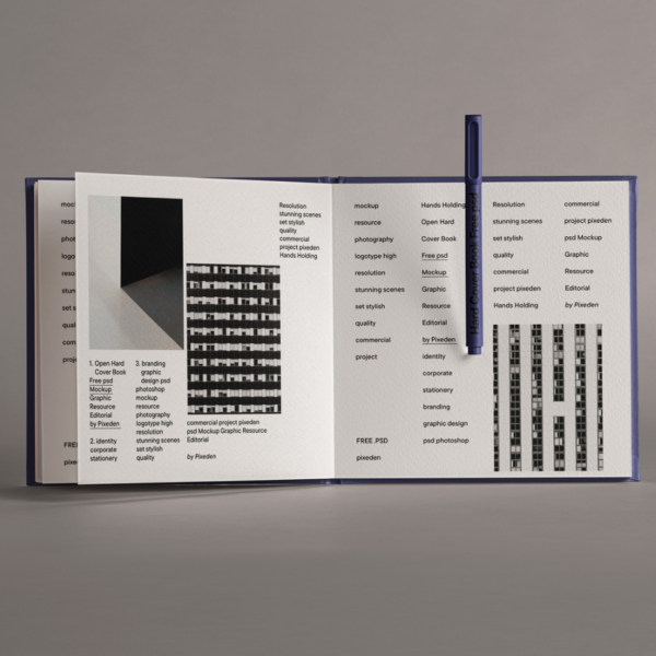 Open Square Hardcover Book Free PSD Mockup