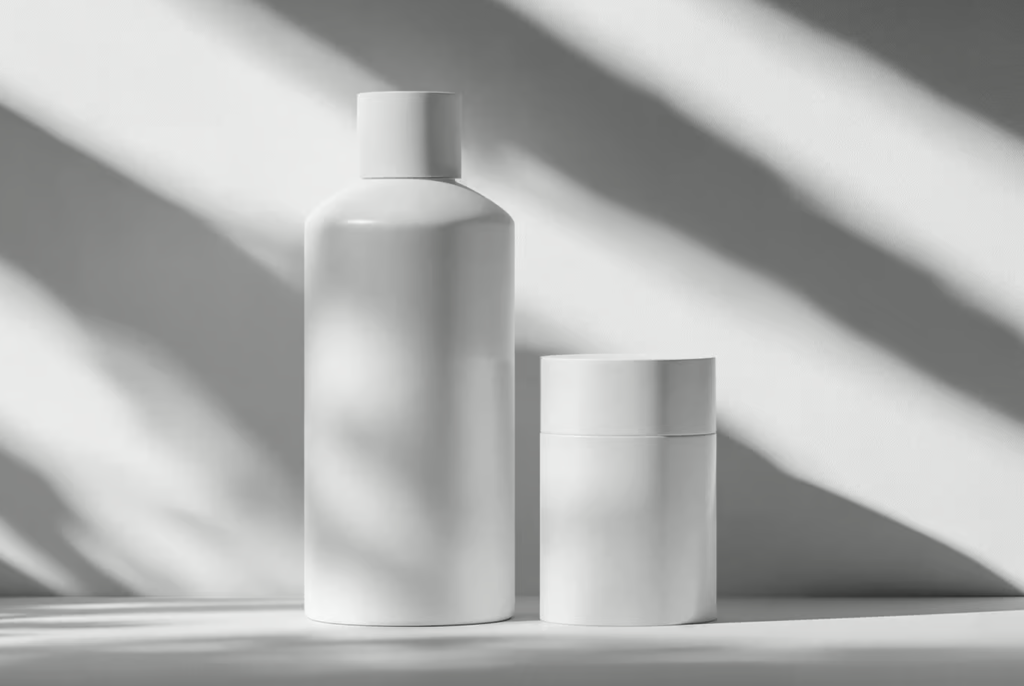 Plastic cosmetic Bottle and Deodorant Mockup