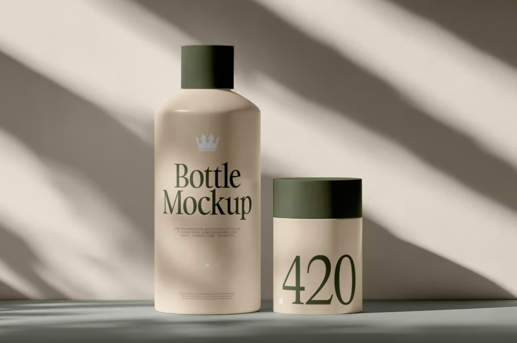Plastic cosmetic Bottle and Deodorant Mockup