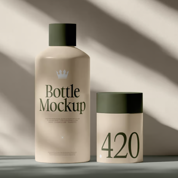 Plastic cosmetic Bottle and Deodorant Mockup