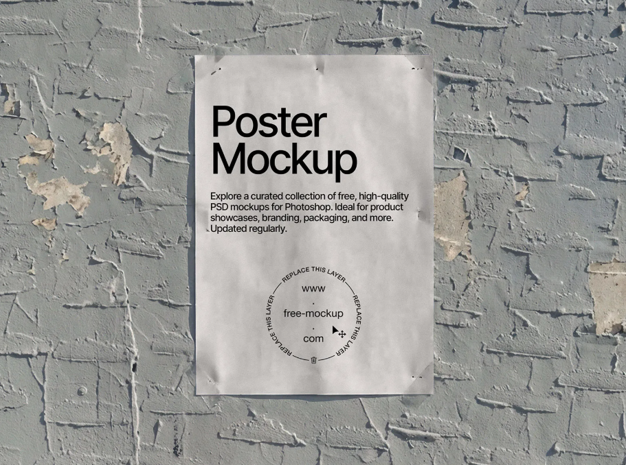 Poster Mockup on Textured Plaster Wall
