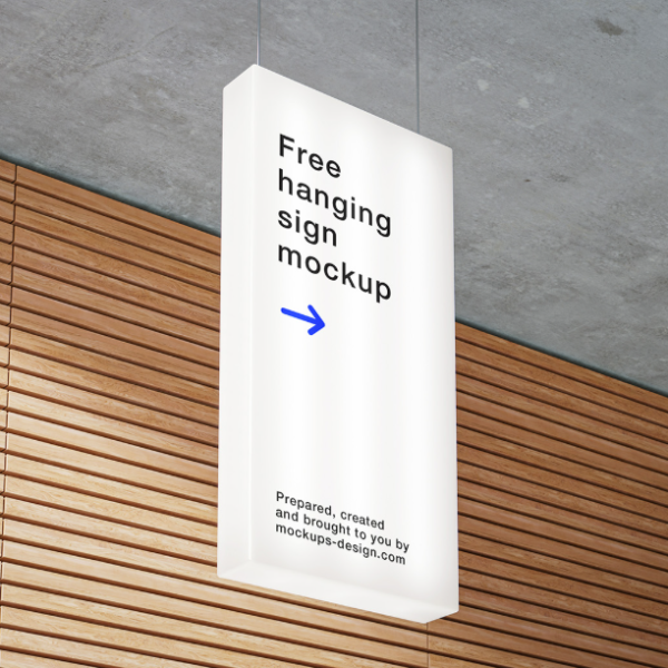 Rectangle Hanging Sign Mockup Interior Branding PSD