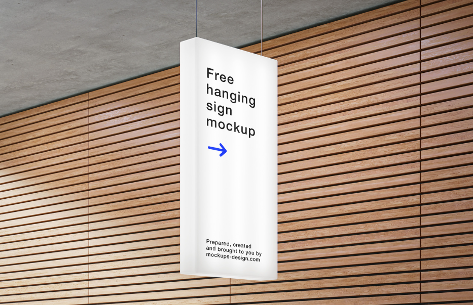 Rectangle Hanging Sign Mockup Interior Branding PSD