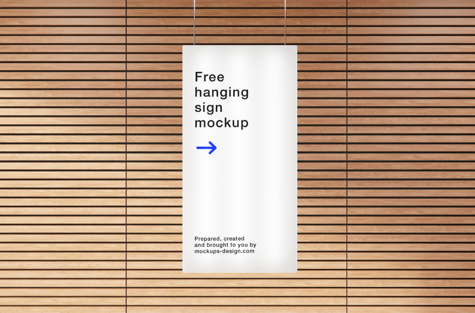 Rectangle Hanging Sign Mockup Interior Branding PSD