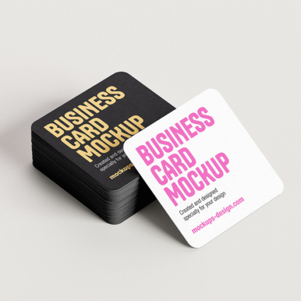 Rounded Square Business cards Mockup Modern Branding PSD