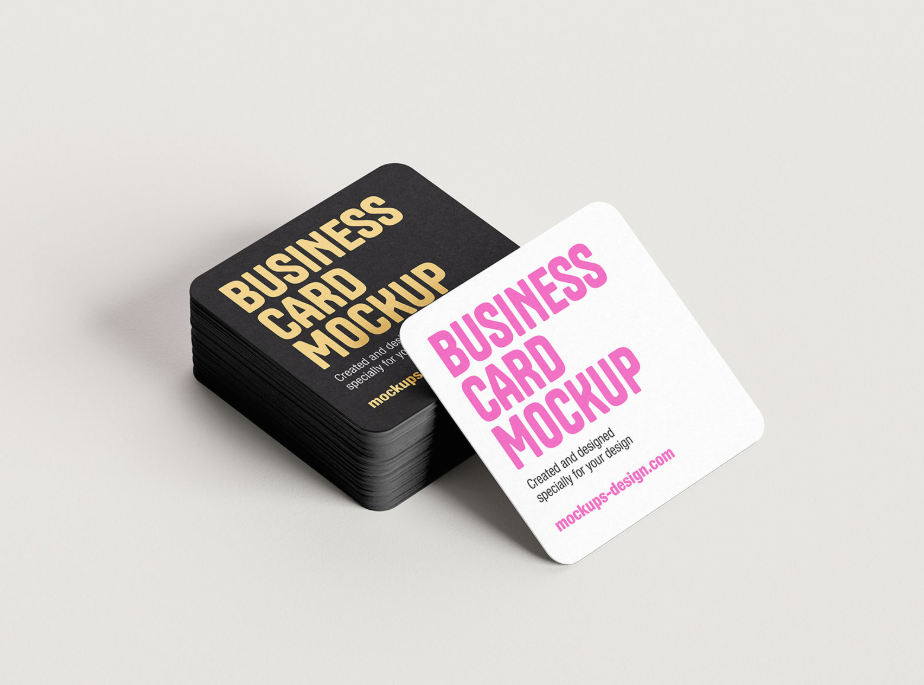 Rounded Square Business cards Mockup  Modern Branding PSD
