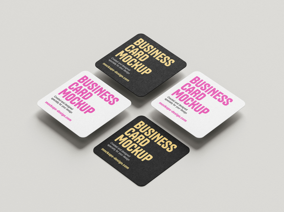 Rounded Square Business cards Mockup  Modern Branding PSD