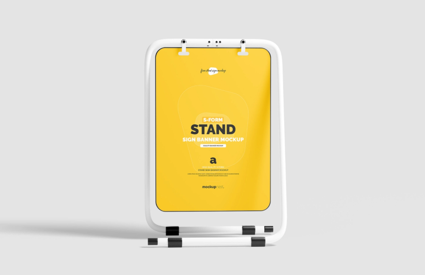 S Form Banner Stand Mockup PSD for Poster & Billboard Presentations