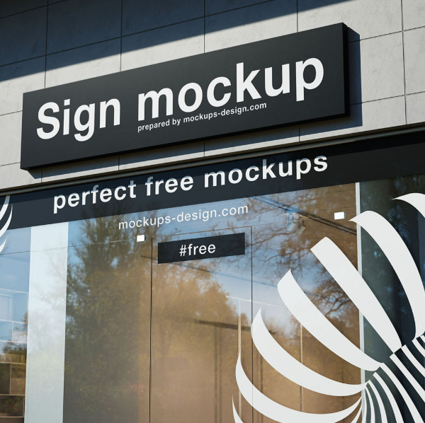Sign with Glass exposition Mockup Branding Presentation