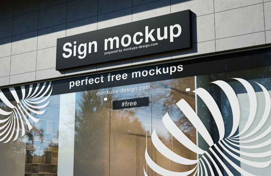 Sign with Glass exposition Mockup Branding Presentation
