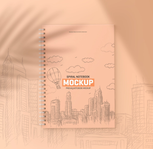 Spiral notebook Mockup Free PSD notebook Design
