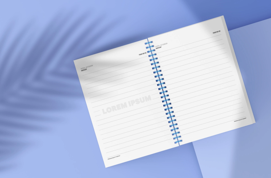Spiral notebook Mockup Free PSD notebook Design