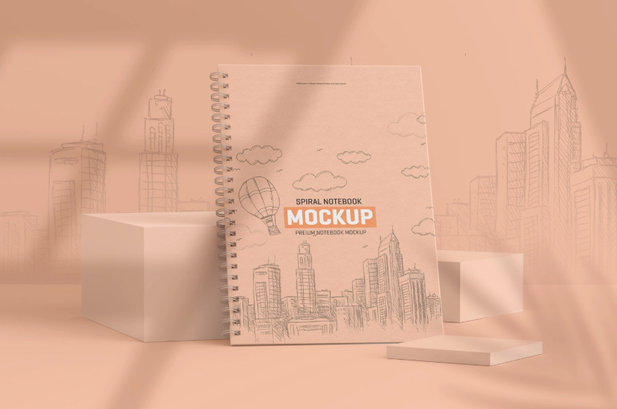 Spiral notebook Mockup Free PSD notebook Design