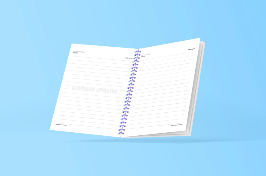 Spiral notebook Mockup Free PSD notebook Design