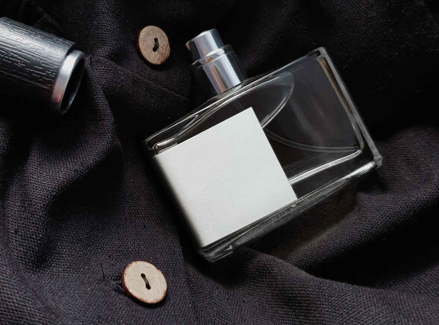 Stylish Perfume Bottle Mockup with Unique WrapAround Label