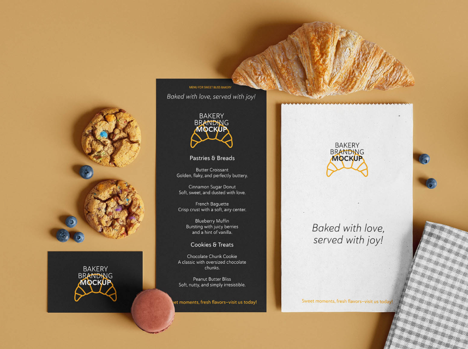 Sweet Bakery Branding Mockup Bakery & cafe Brand