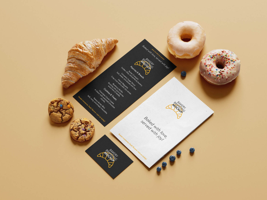 Sweet Bakery Branding Mockup Bakery & cafe Brand