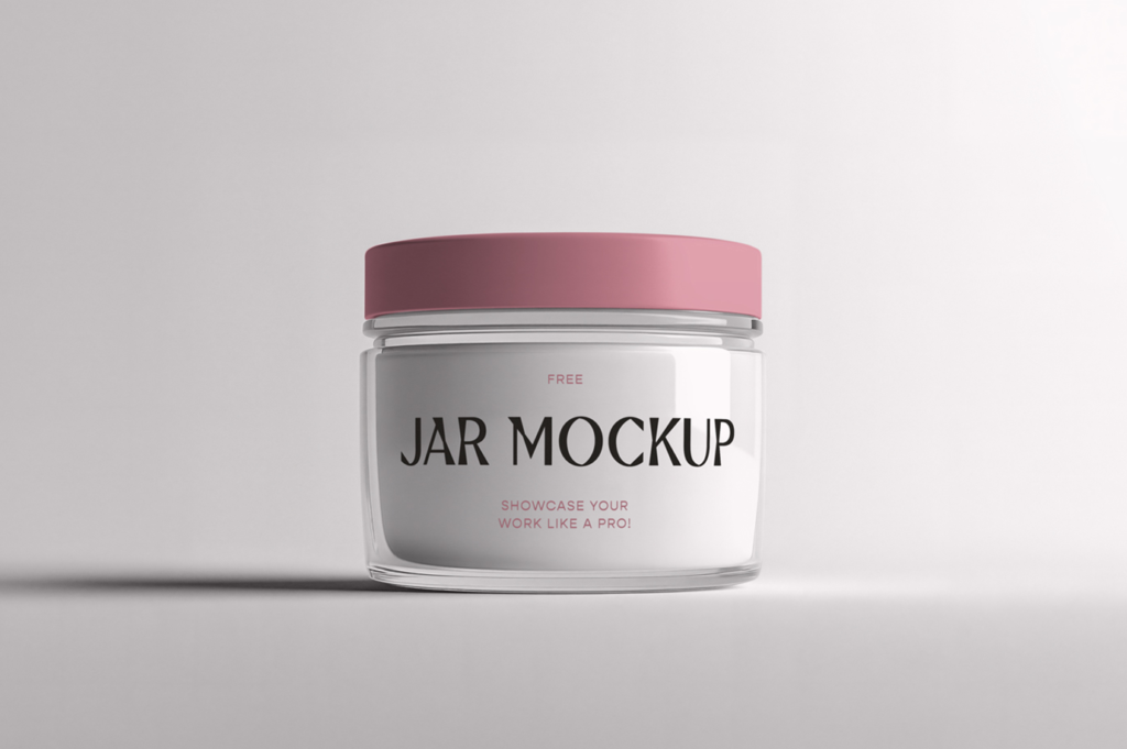 Transparent Glass cosmetic Jar Mockup