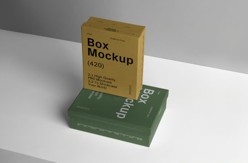 Two cardboard Boxes Mockup Your Designs