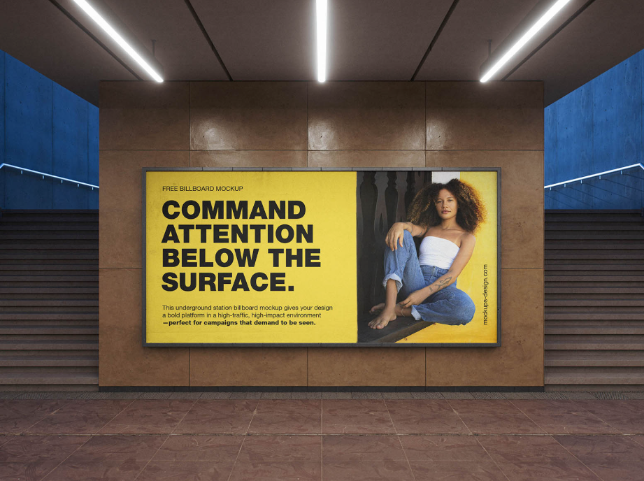 Underground Billboard Mockup Urban Transit Advertising PSD