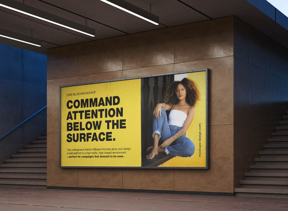 Underground Billboard Mockup Urban Transit Advertising PSD