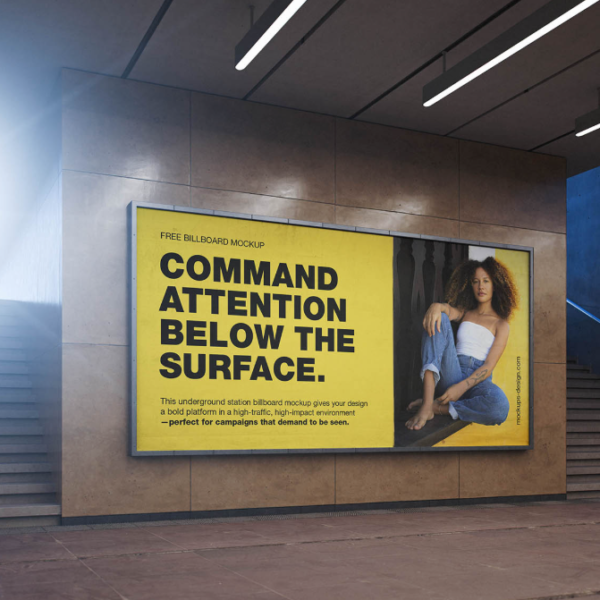 Underground Billboard Mockup Urban Transit Advertising PSD