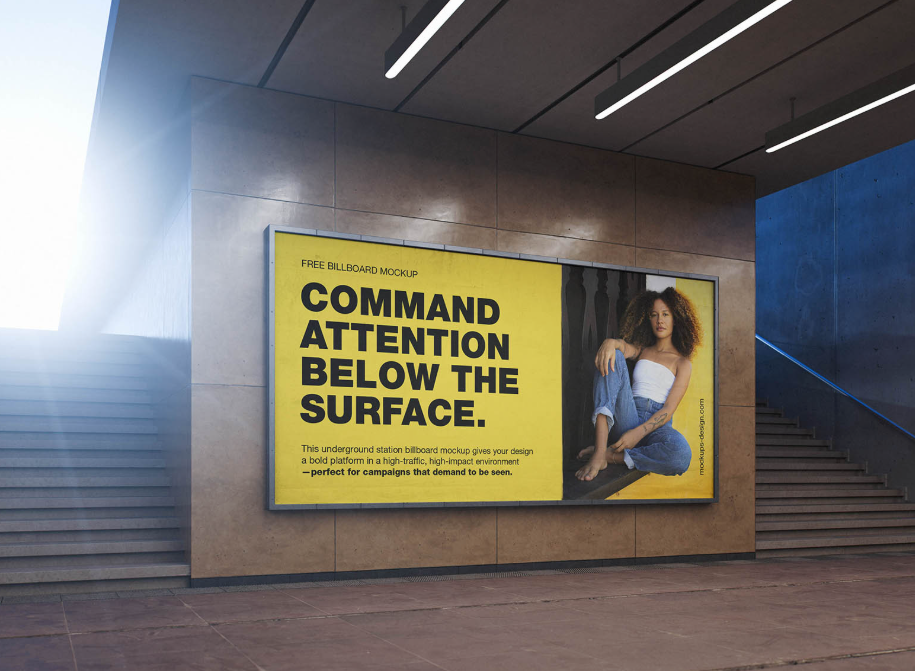 Underground Billboard Mockup Urban Transit Advertising PSD