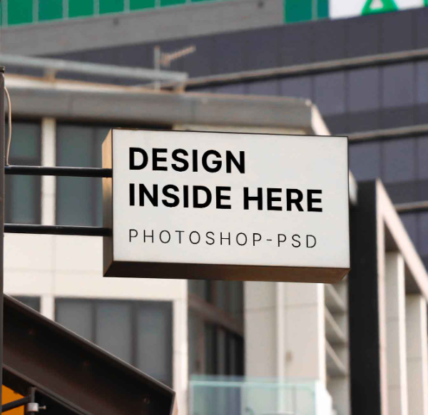 Wall Mount Rectangle Sign Mockup Free Outdoor Branding