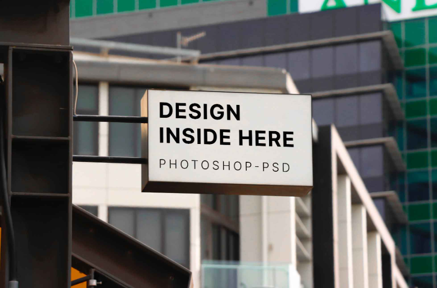 Wall Mount Rectangle Sign Mockup Free Outdoor Branding