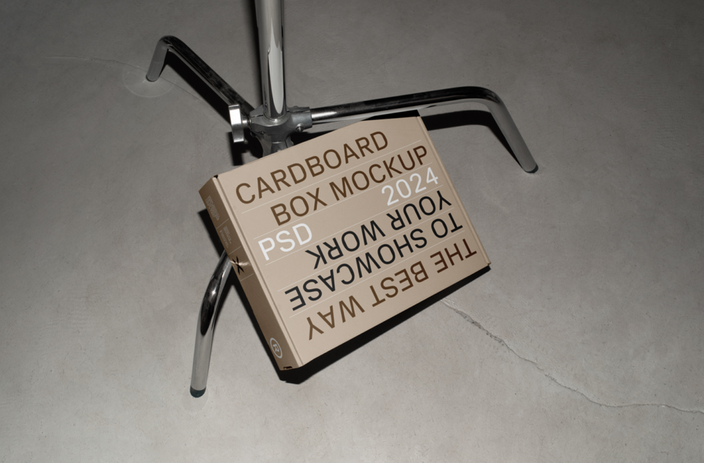 White cardboard Box on Tripod Mockup