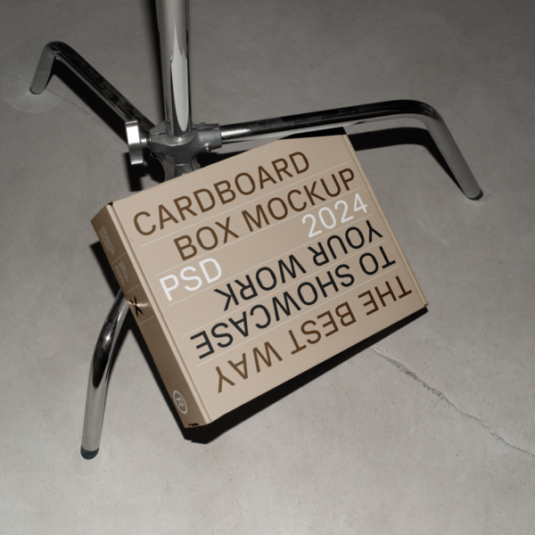 White cardboard Box on Tripod Mockup