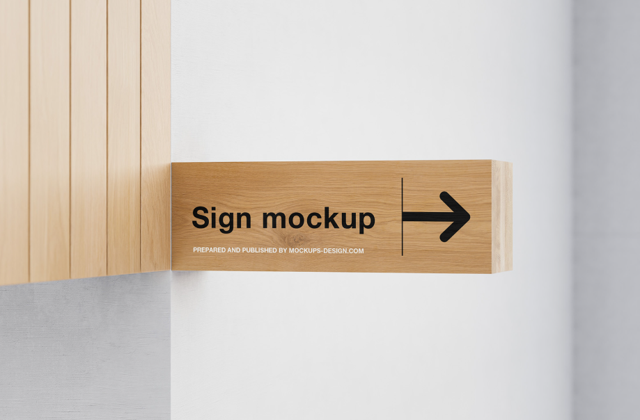 Wooden Sign Mockup Wall Signage Presentation