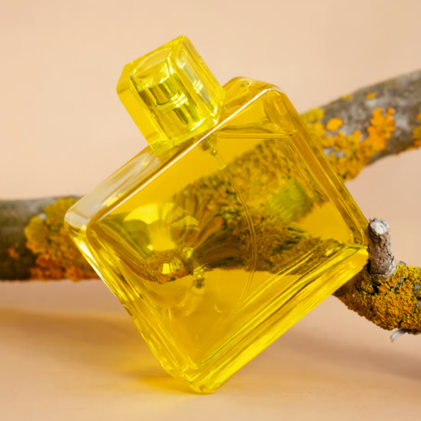 Yellow Glass Perfume Bottle Mockup Realistic Vibrant Packaging