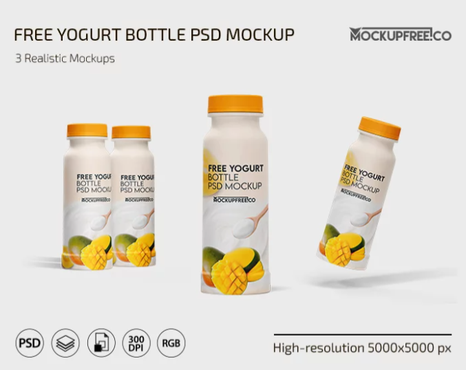 Yogurt Bottle PSD Mockup Pack
