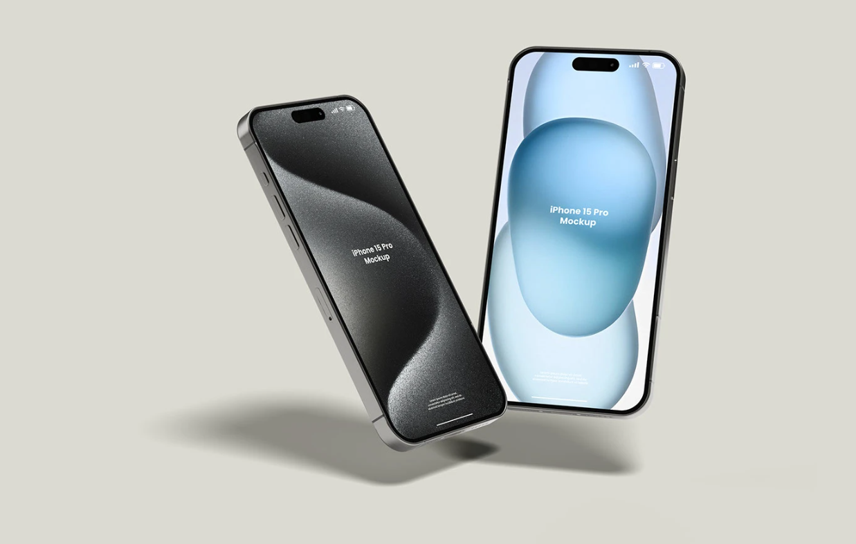 iPhone 15 Pro Mockup Pack 14 PSD Style