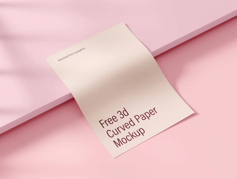 3D curved Paper Mockup Resolution A4 & Letter PSD