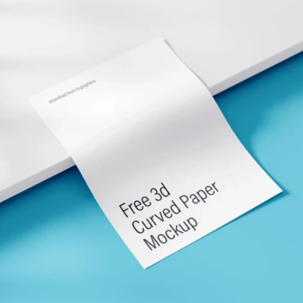 3D curved Paper Mockup Resolution A4 & Letter PSD