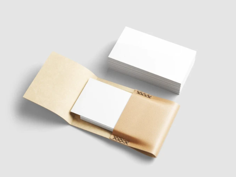 Business cards & Leather card Holder PSD Mockup