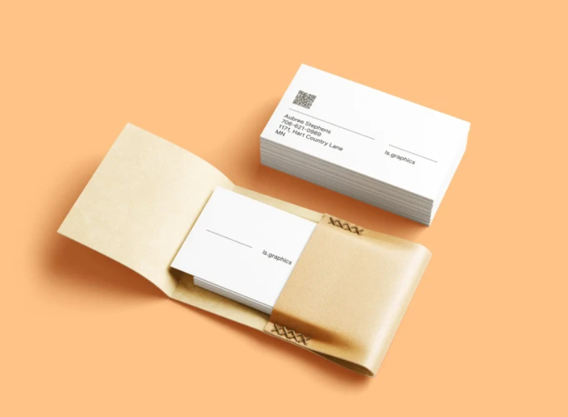 Business cards & Leather card Holder PSD Mockup