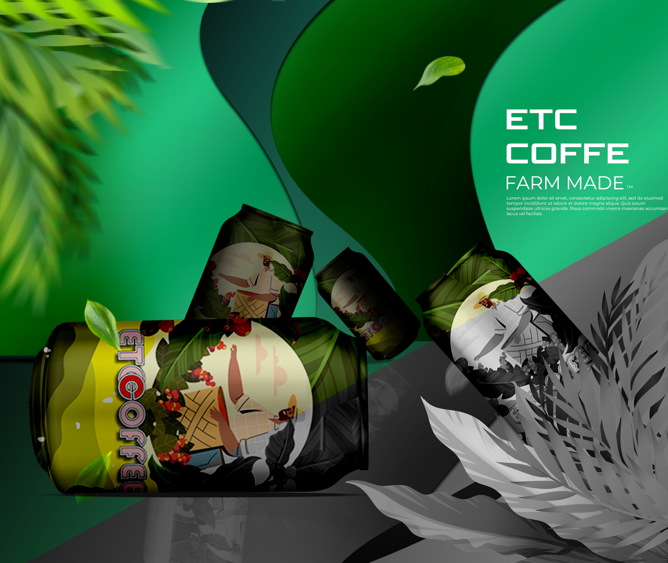 Coffee can Mockups PSD Packaging Design Template