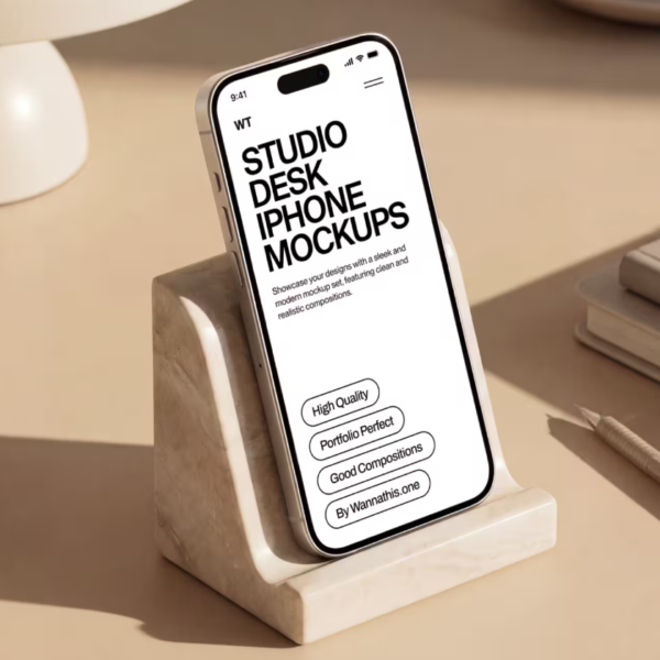 Desk iPhone on Stand Mockup